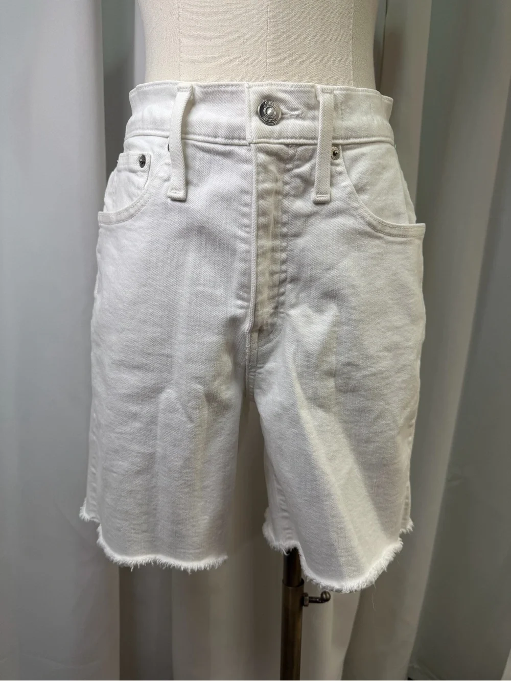 J. Crew ‘Long Denim High-Rise Short’ in White Size 27